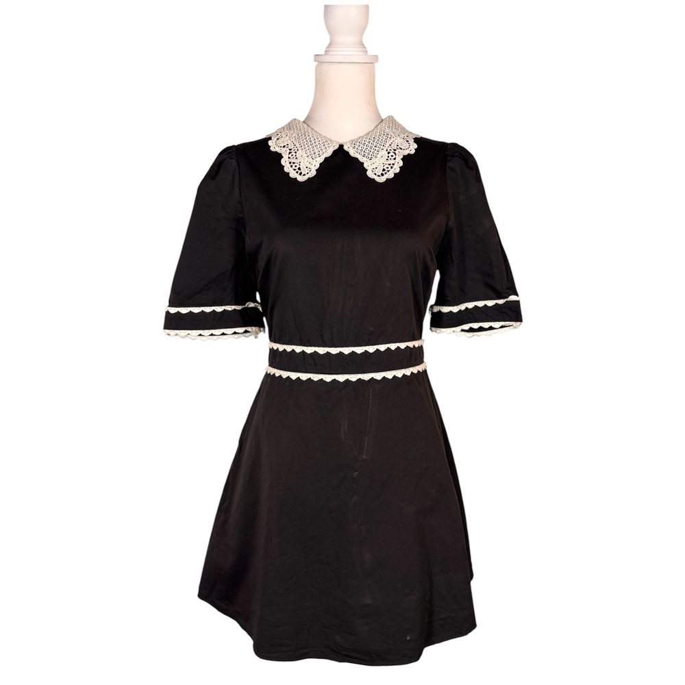 TCEC Love The Lace Dress Women's L Lace Collar Gothic Chic Dark Academia Crochet